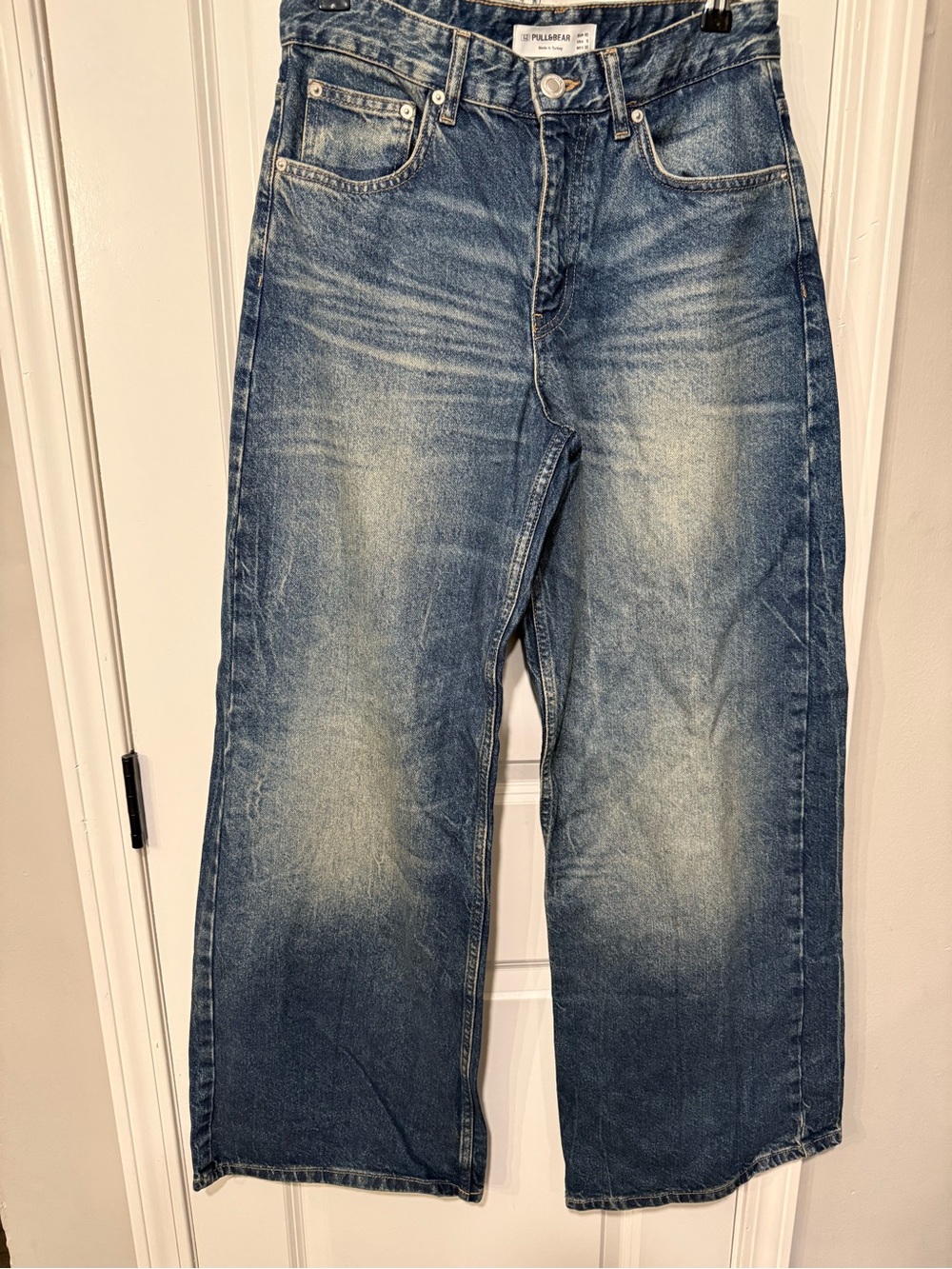 Pull&Bear Blue Washed Straight-Leg Jeans